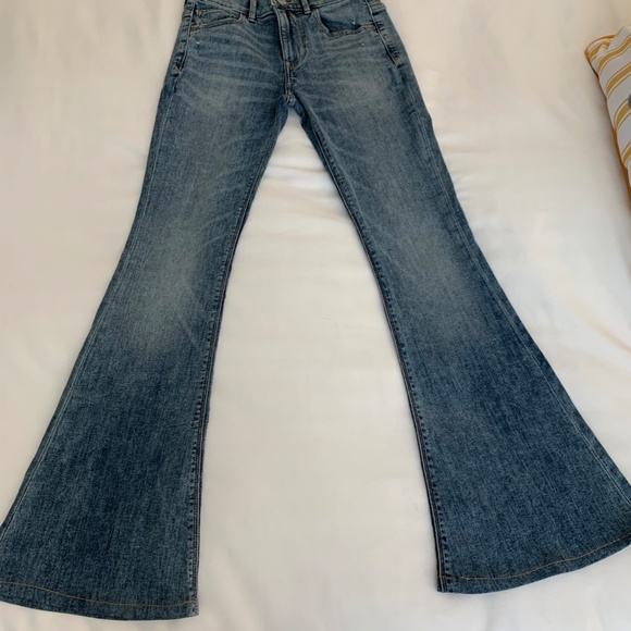 Express Jeans Bell Flare High Rise Stretch 0R - Picture 2 of 6